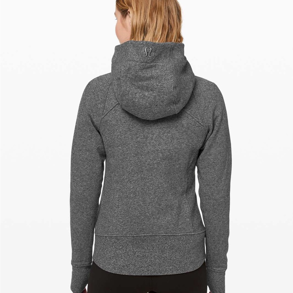 Lululemon Scuba Hoodie Cotton Fleece Heathered Gray Black 8 Full Zip Sweatshirt